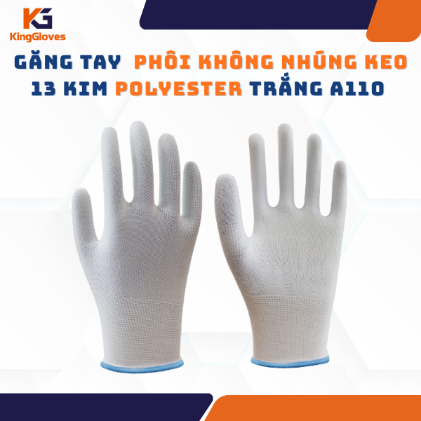 GĂNG TAY PHÔI KHÔNG NHÚNG KEO 13 KIM POLYESTER TRẮNG