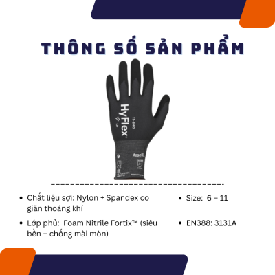 THÔNG SỐ KỸ THUẬT CỦA GĂNG TAY CHỐNG CẮT ANSELL HYFLEX 11-840