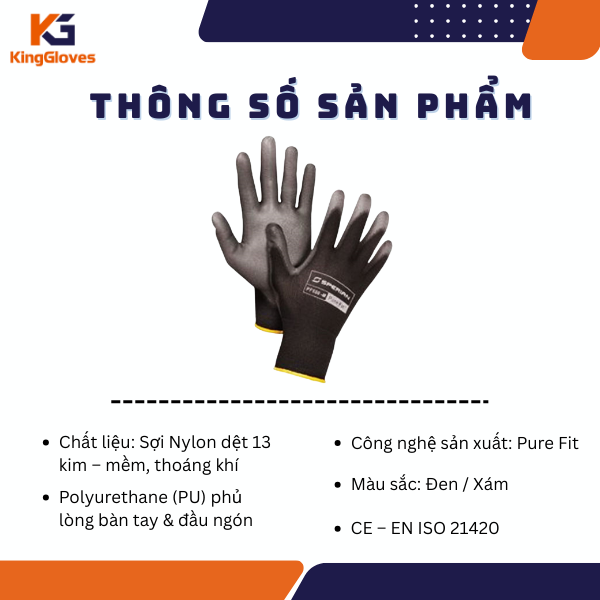 THÔNG SỐ KỸ THUẬT CỦA GĂNG TAY LAO ĐỘNG PHỔ THÔNG PHỦ PU PF550