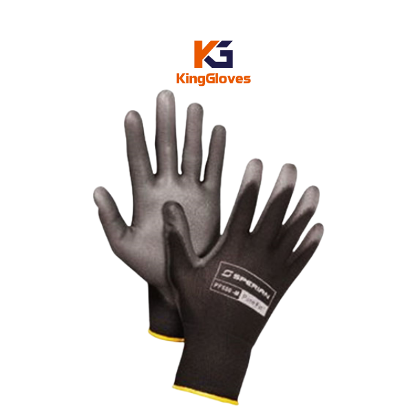 Găng tay lao động phổ thông phủ PU PF550 Găng tay lao động phổ thông phủ PU PF550 chống trượt màu đen