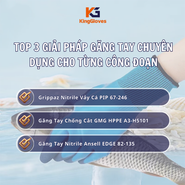 Top 3 Giải Pháp Găng Tay Bảo Hộ Ngành Thủy Hải Sản Theo Từng Công Đoạn