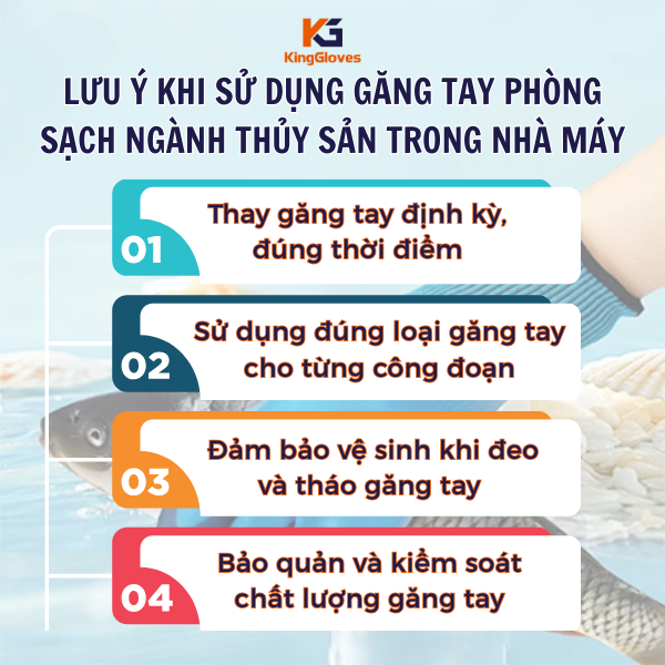 Lưu ý khi sử dụng găng tay phòng sạch ngành thủy sản trong nhà máy