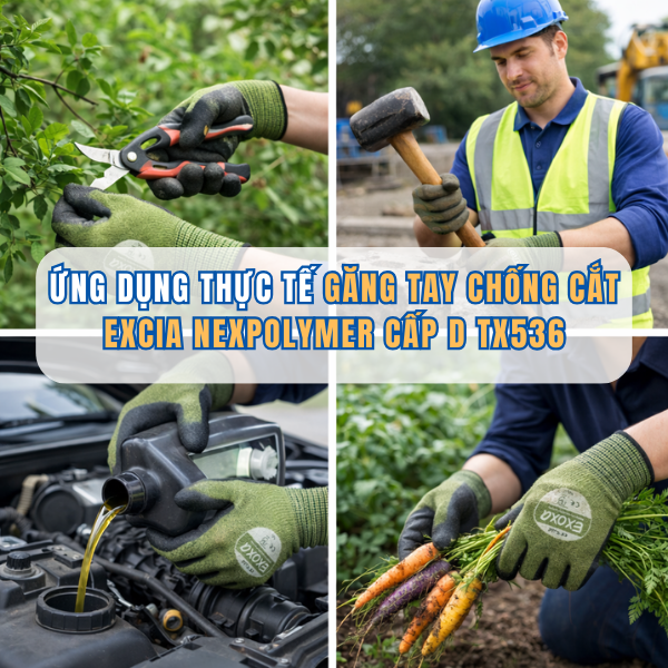 ỨNG DỤNG THỰC TẾ CỦA GĂNG TAY CHỐNG CẮT EXCIA NEXPOLYMER TX536