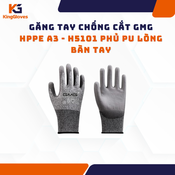 GĂNG TAY CHỐNG CẮT GMG HPPE A3 - H5101 PHỦ PU LÒNG BÀN TAY
