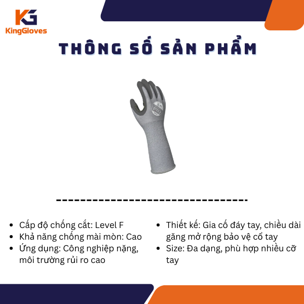 THÔNG SỐ KỸ THUẬT CỦA GĂNG TAY CHỐNG CẮT EXCIA CẤP F NITRILE 35CM TT520