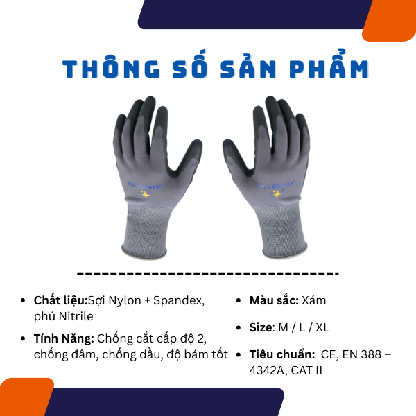 THÔNG SỐ KỸ THUẬT CỦA GĂNG TAY CHỐNG CẮT PHỦ NITRILE XINGYU N2501